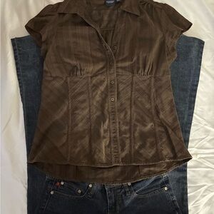 Early 2000s Chocolate Brown Button-Down